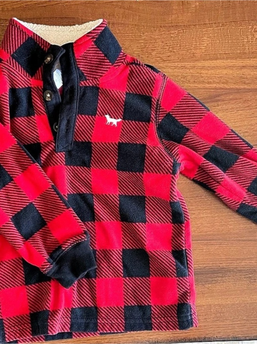 Carter's Buffalo Check Fleece Pullover Red & Black Boys 3T/3A
